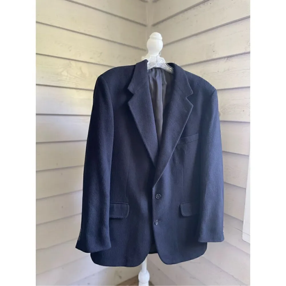 Men’s Black Wool Blend Camel Hair Sports Coat Size 44